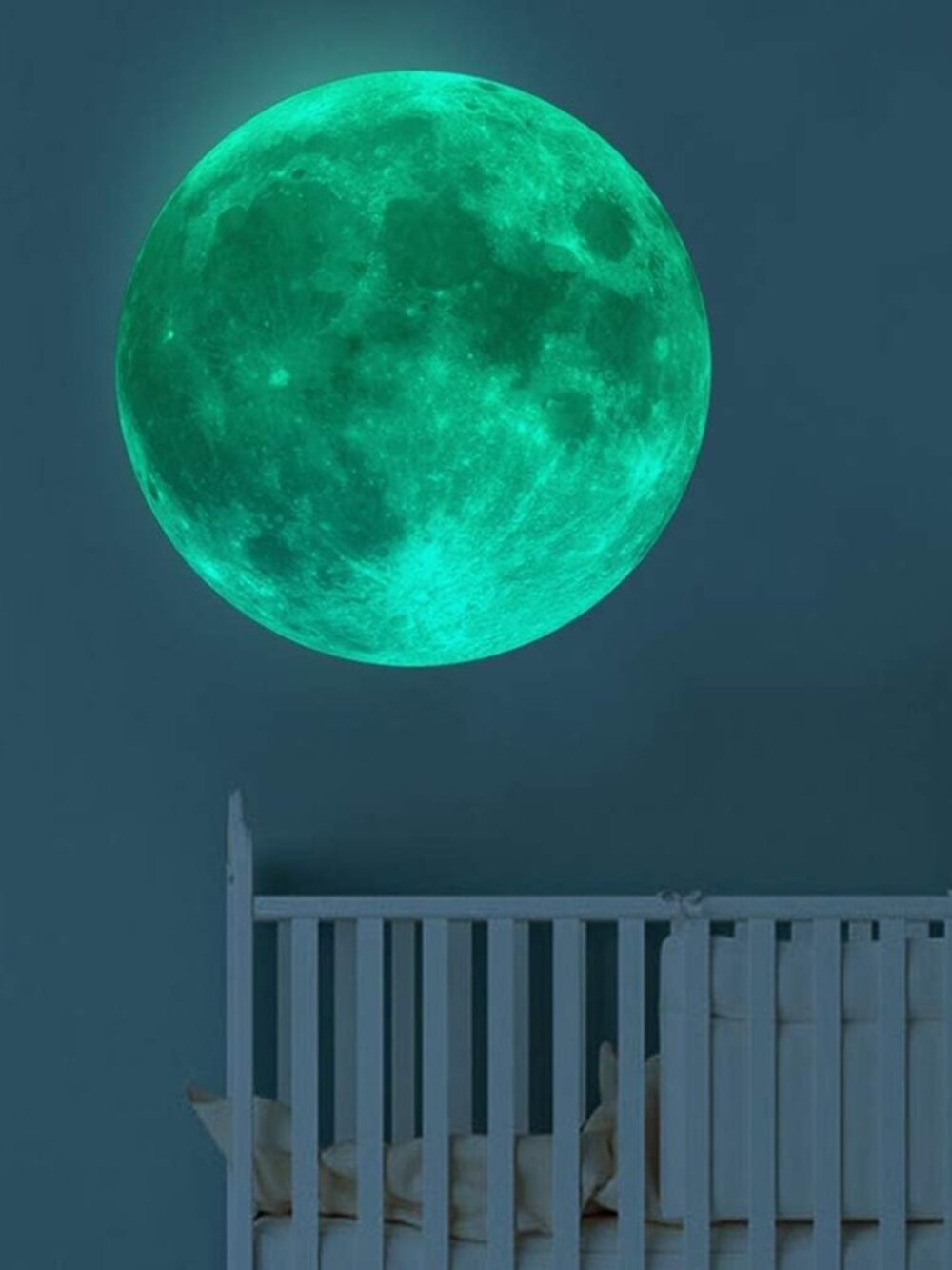 Glow in The Dark Moon 30cm Glowing Luminous Wall or Ceiling Art Stickers Removab